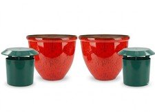 2x RED Glazed Planter (30cm)