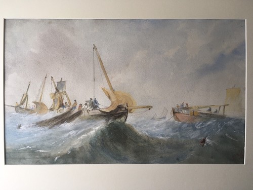 Fishing boats stormy sea - boats,