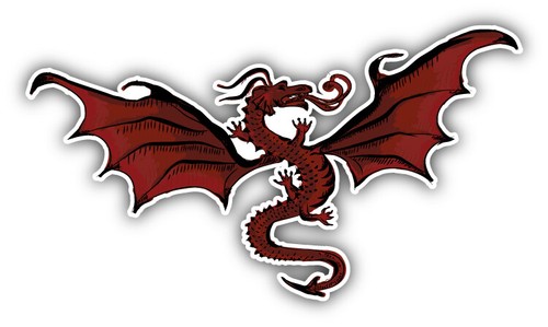 Red dragon car bumper sticker - red,