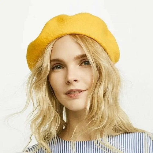 Plain beret hat wool - plain,