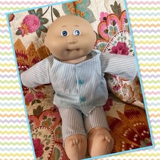 Cute Vintage Cabbage Patch Doll Full Size Boy HM1 Baldie Bald Blue Eye Freckles
