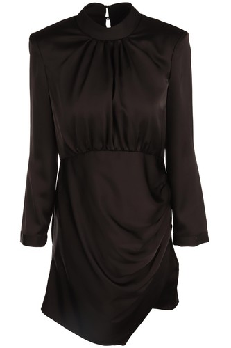 Self portrait black satin mini - black,