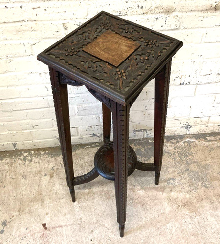 Antique carved oak torchere - antique,
