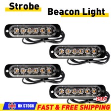 8x 6 LED Amber Recovery Strobe Flashing Grille Light Lightbar Truck Beacon Lamp