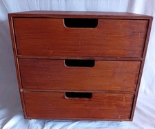 Wooden Craft Storage Box On Castors 3 Drawers