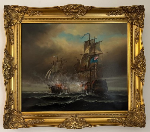 Vintage maritime oil - , painting