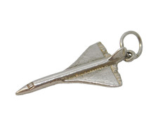 Sterling Silver Concorde Plane Charm Pendant Vintage c1970