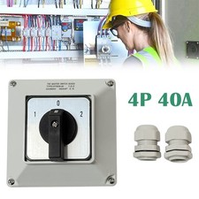 40A 3-Position 4 Pole Universal Rotary Cam Changeover Switch Enclosed Selector