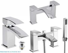 Waterfall Bathroom Taps Chrome Basin Mixer Bath Filler Shower Deck Tap Sets