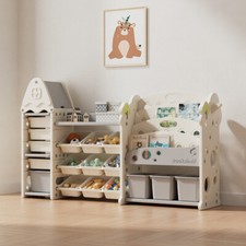 Kids Chest Toy Storage Organizer with Fillable Drawers and Bookshelf Boys Girls