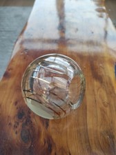 Unusual Art Deco Ball Ashtray, Glass With Gold Stripes 