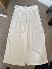 River Island Size 18 White Wide Leg Dress Pants With Belt Slinky