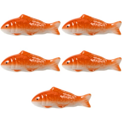 5pcs orange ceramic fish - orange,