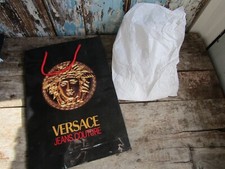 Versace Jeans Couture Black & Gold Logo Print Gift Bag Medium Size 16" x 11"