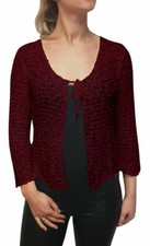 Ladies Popcorn Style Crochet Stretch Fish Net Bolero Shrug Open Cardigan 