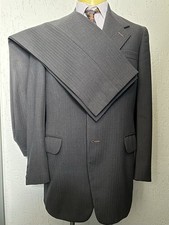 Men’s Bespoke 1950s 1960s Three Piece Grey Stripes Suit European Vintage 42 L