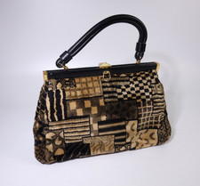 Vintage 1970s WA Tapestry Carpet Handbag Bag - Weymouth American - Top Handle