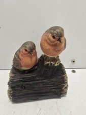 Singing Robin Bird Ornament on Log with Sound Sensor – Battery Operated...