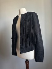 FRINGE suede leather JACKET 12 tassle COWBOY new wave vintage cropped BHS