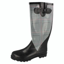 Ladies Spot On Check Pattern Wellington Boots X1R086