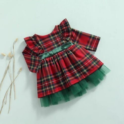 Girls tartan dress party - dress,