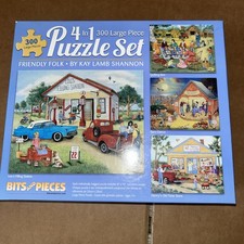Friendly Folk - 4 x 300 large Bits & Pieces Puzzle bundle Americana ALL COMPLETE