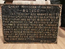 GWR Cast Iron Railway Sign