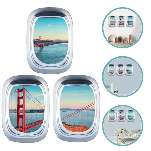 3pcs airplane window decals - 3pcs,