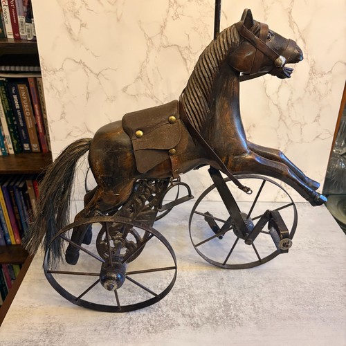 Vintage wooden horse tricycle - vintage,