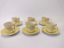 Vintage C & E Bone China Tea Cups and Saucers Set Of 6 With Yellow Rings