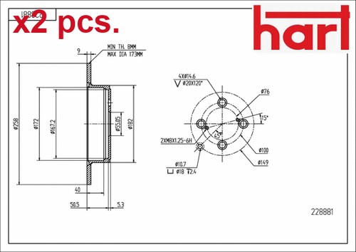 Pcs rear brake disc set - x2,