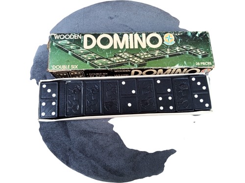 Wooden double six domino - domino, set