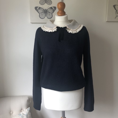 Zara frill collar blue jumper - collar,