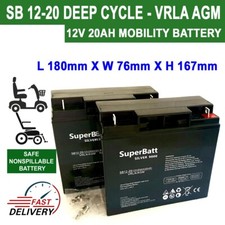 MOBILITY SCOOTER & WHEELCHAIR BATTERIES | 2 X SB12-20 12V 20AH (18AH 21AH 22AH)