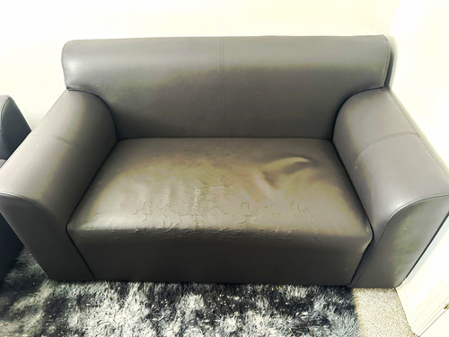 Grey faux leather seater - faux,