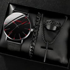 Mens Watches Black & Red Wrist