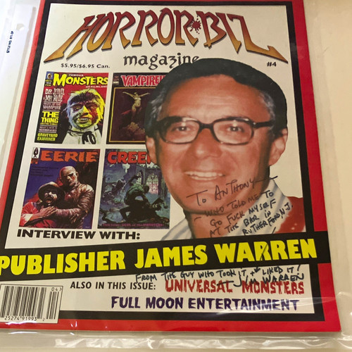 James warren signed horrorbiz - warren,