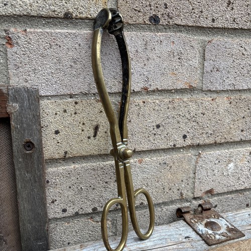 Antique brass coal tongs - antique,