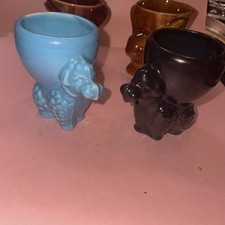 4 Vintage Egg Cups 2 Poodle 2