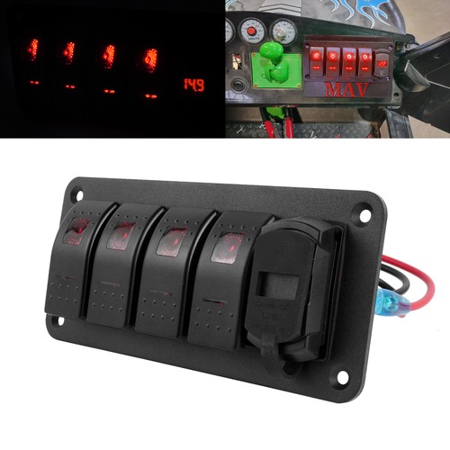 Gang red led toggle switch - red,