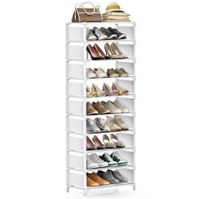 sunvito 10 Tiers Shoe Rack, Vertical Narrow Shoe Rack, Sturdy Stackable Shoe She