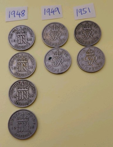 King george six pence coins - six,