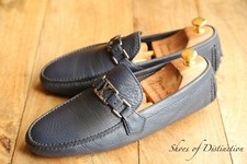 Louis Vuitton Hockenheim Blue Leather Silver Loafers Mens UK 6.5 US 7.5 RRP:£595