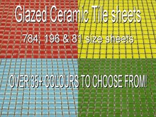 Glazed Ceramic 10mm Mosaic Tiles. OVER 35 COLOURS & SHEET SIZES TO CHOOSE FROM