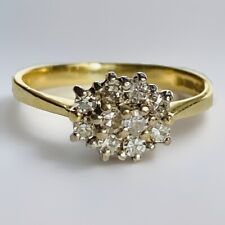 18ct Gold Diamond Ring Vintage  Cluster Hallmarked London 1985 Size K Not Scrap