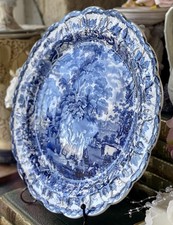 Antique Blue & White Booths Charger Plate 13” Large British Scenery VGC Stunning