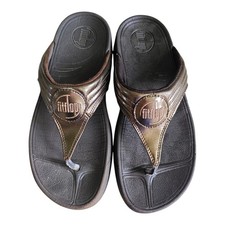 FitFlop Walkstar 3 Sandals UK 4 – Brown with Metallic Trim – Good Condition 