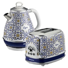 Ariete Capri Jug Kettle & 2 Slice Toaster Set, Italian Tile Design, Vintage