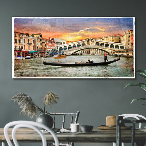 Painting venice boat bridge - venice,