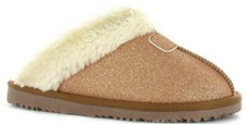 Ladies Ella Slippers Sparkle Memory Foam Faux Fur Lined Outdoor Sole Soft Mules